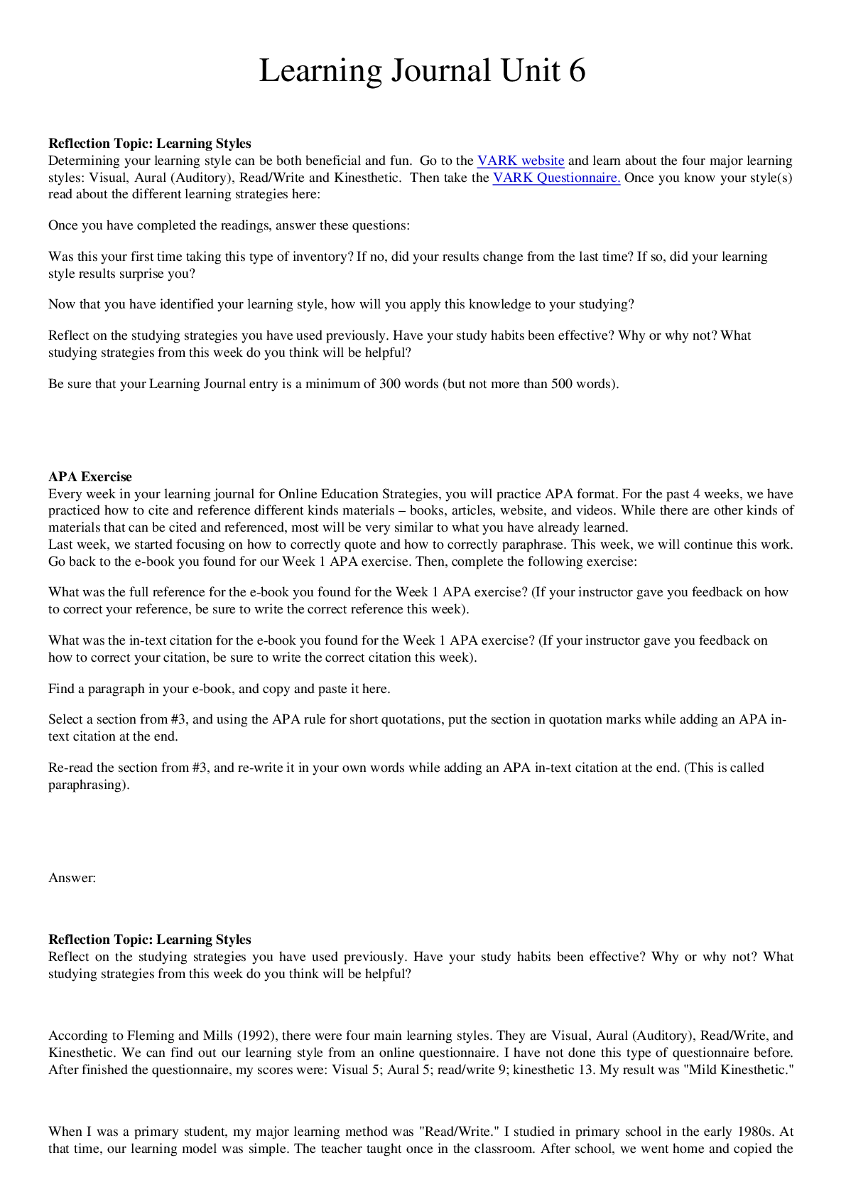 Preview image for University of the People UNIV1001 Online Education Strategies - Learning Journal Unit 6